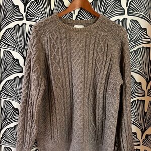 Rhythm Brown Cable Knit Crewneck Sweater